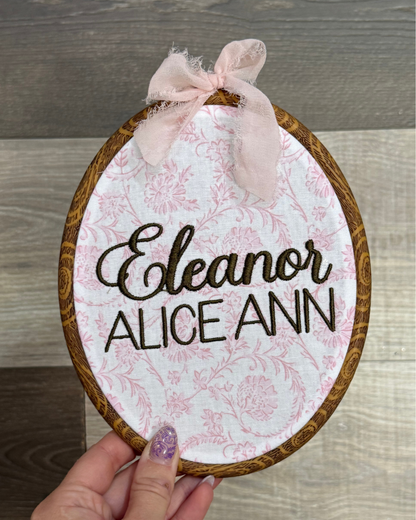 Embroidery Name Sign
