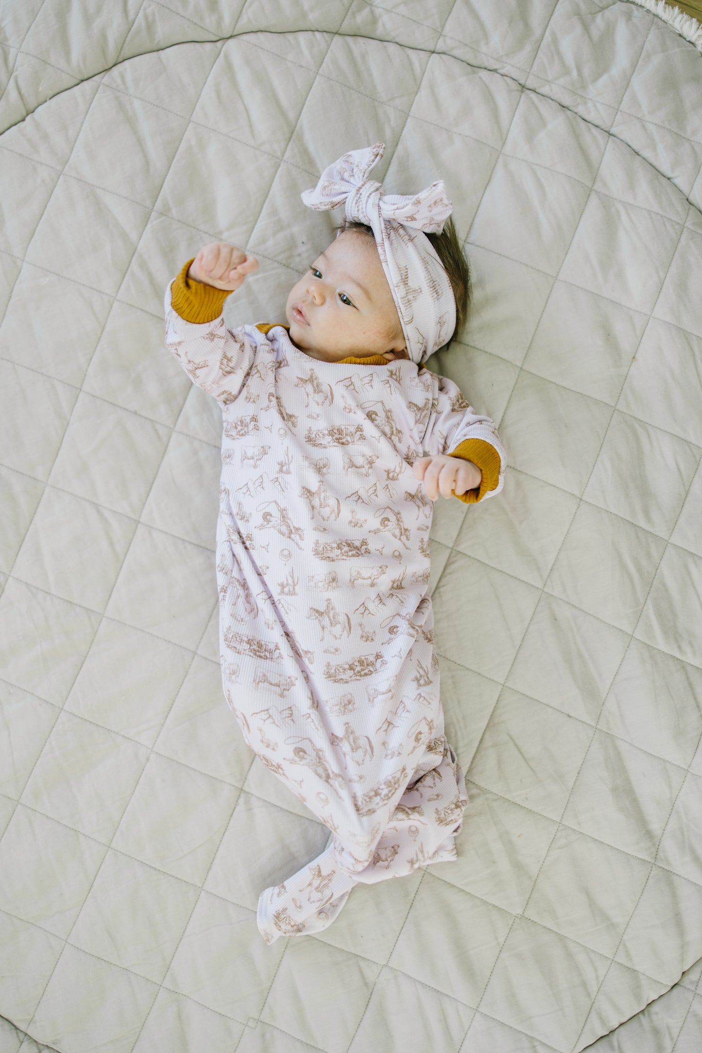 Pink Ranchy Gown & Bow - 1-3Month