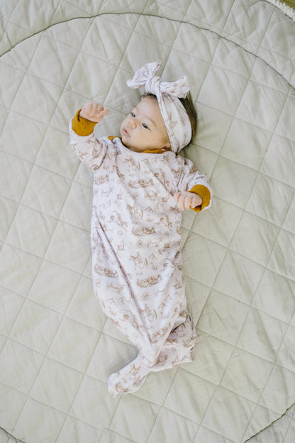 Pink Ranchy Gown & Bow - 1-3Month