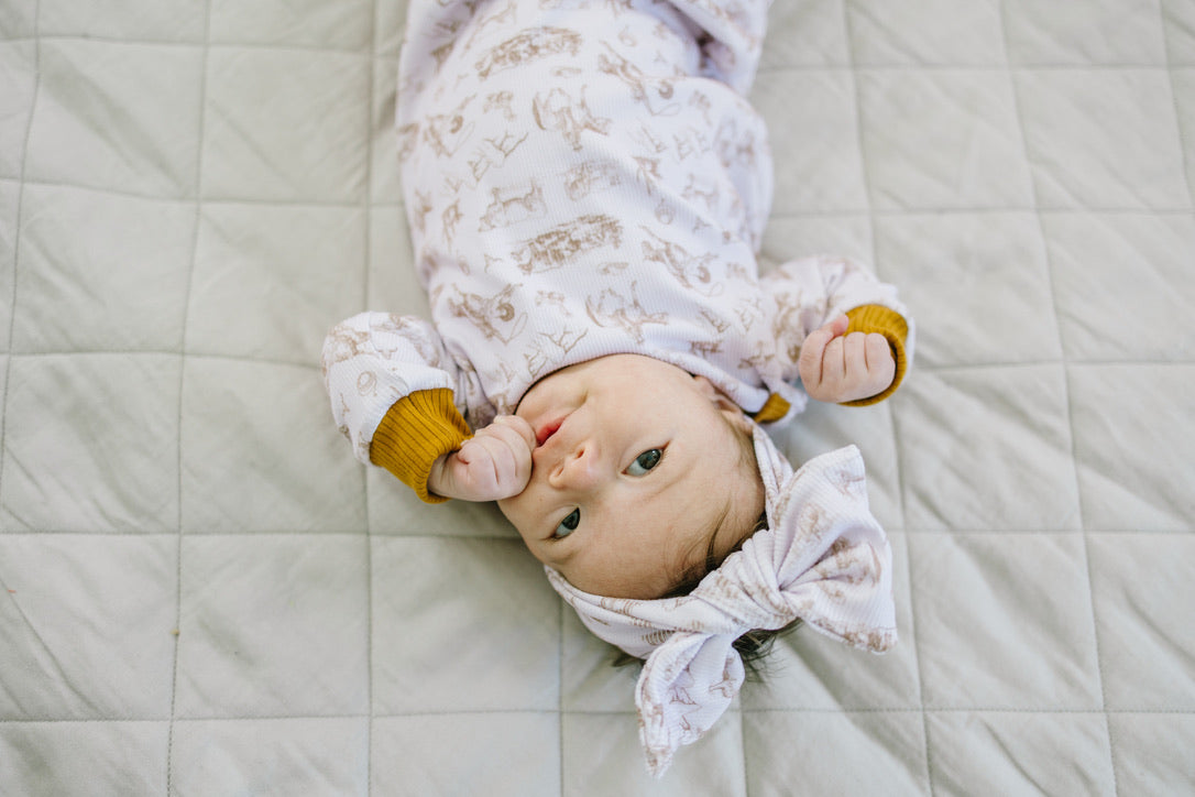 Pink Ranchy Gown & Bow - 1-3Month