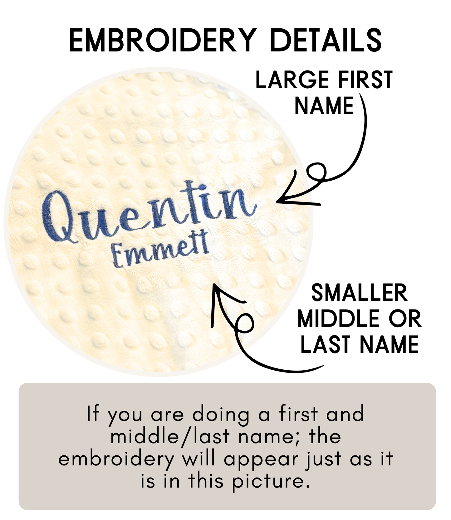 White & Navy Embroidery