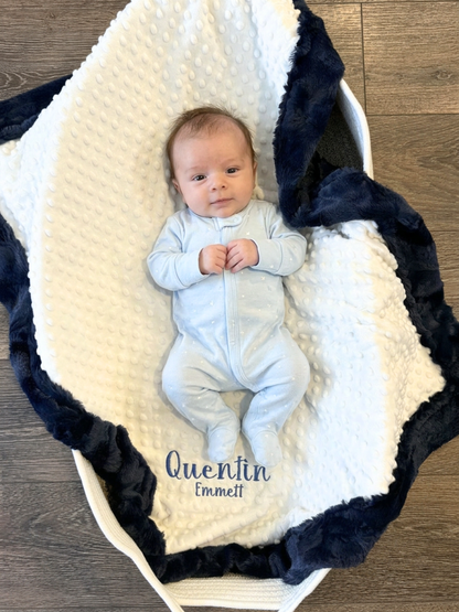 White & Navy Embroidery