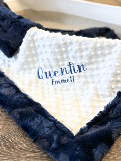 White & Navy Embroidery
