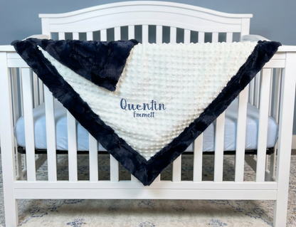 White & Navy Embroidery