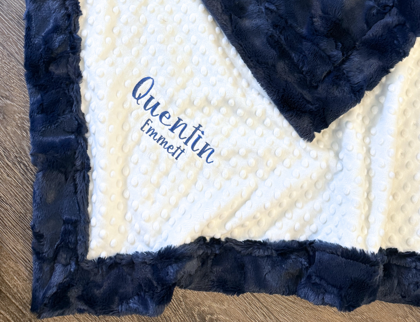 White & Navy Embroidery
