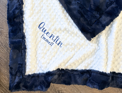 White & Navy Embroidery