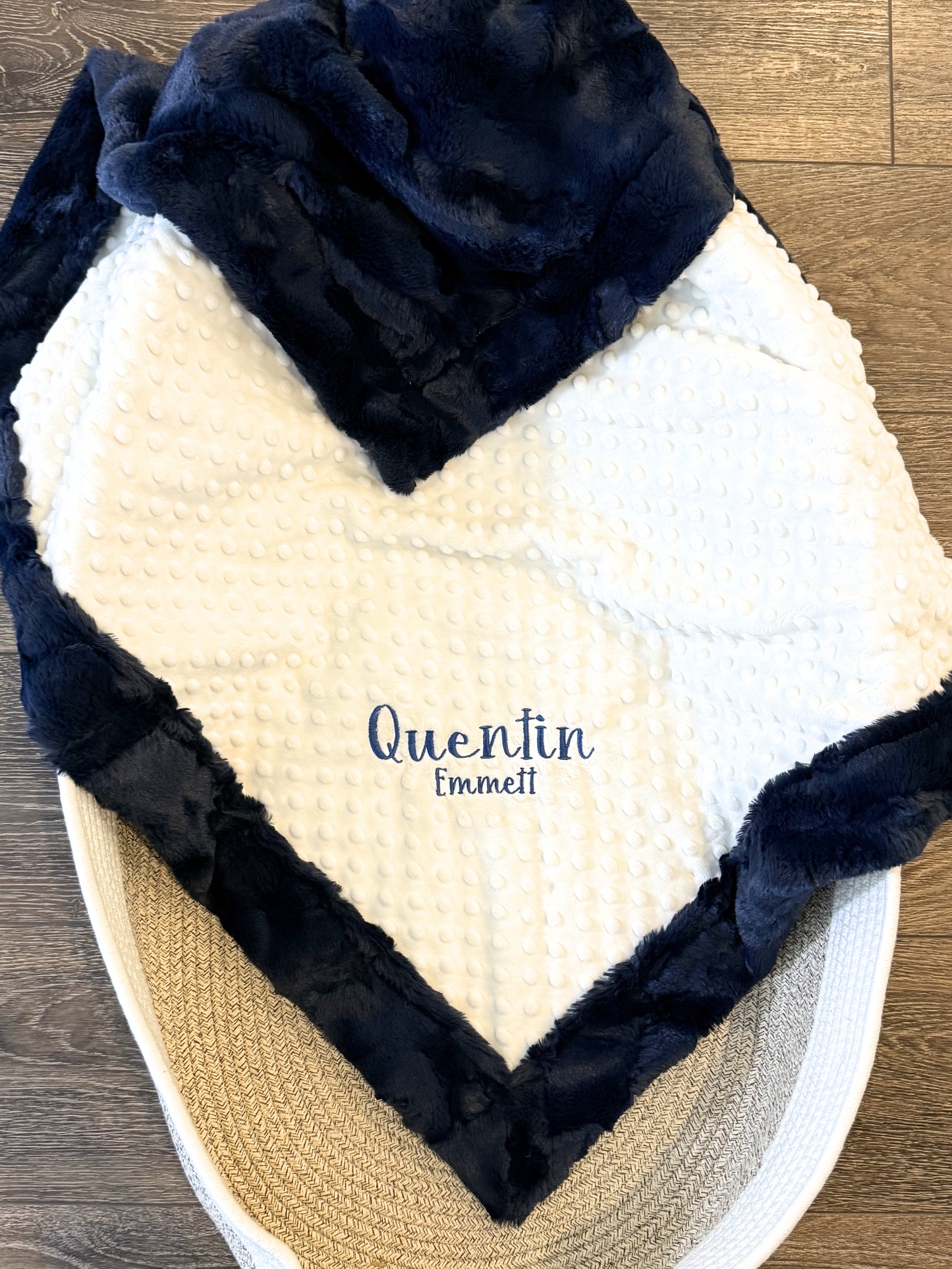 White & Navy Embroidery
