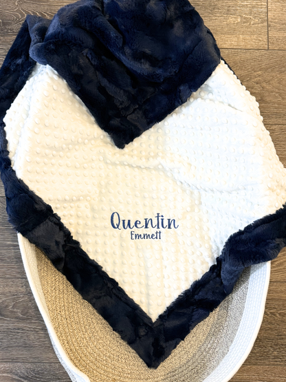 White & Navy Embroidery
