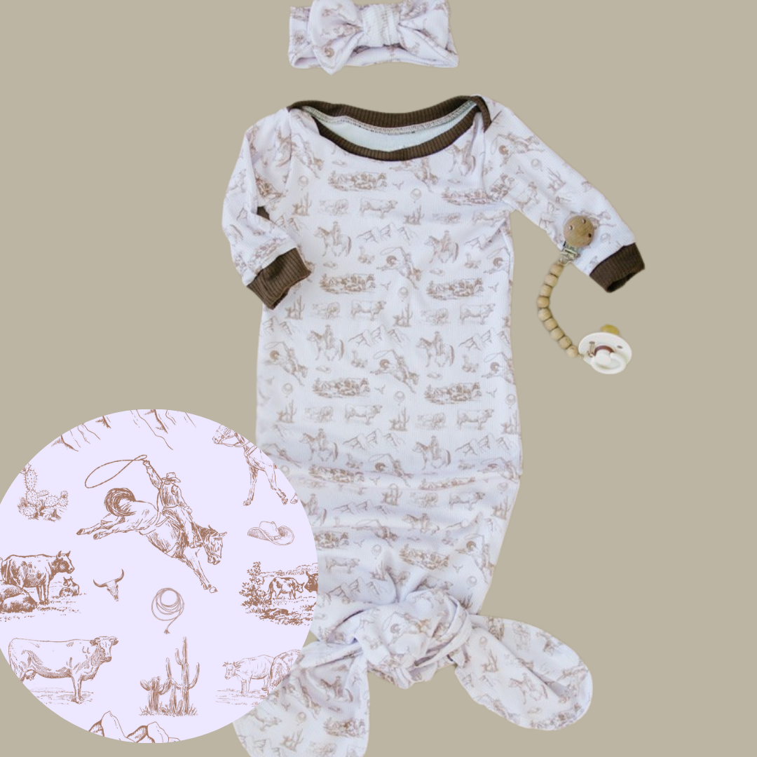 Pink Ranchy Gown & Bow - 1-3Month